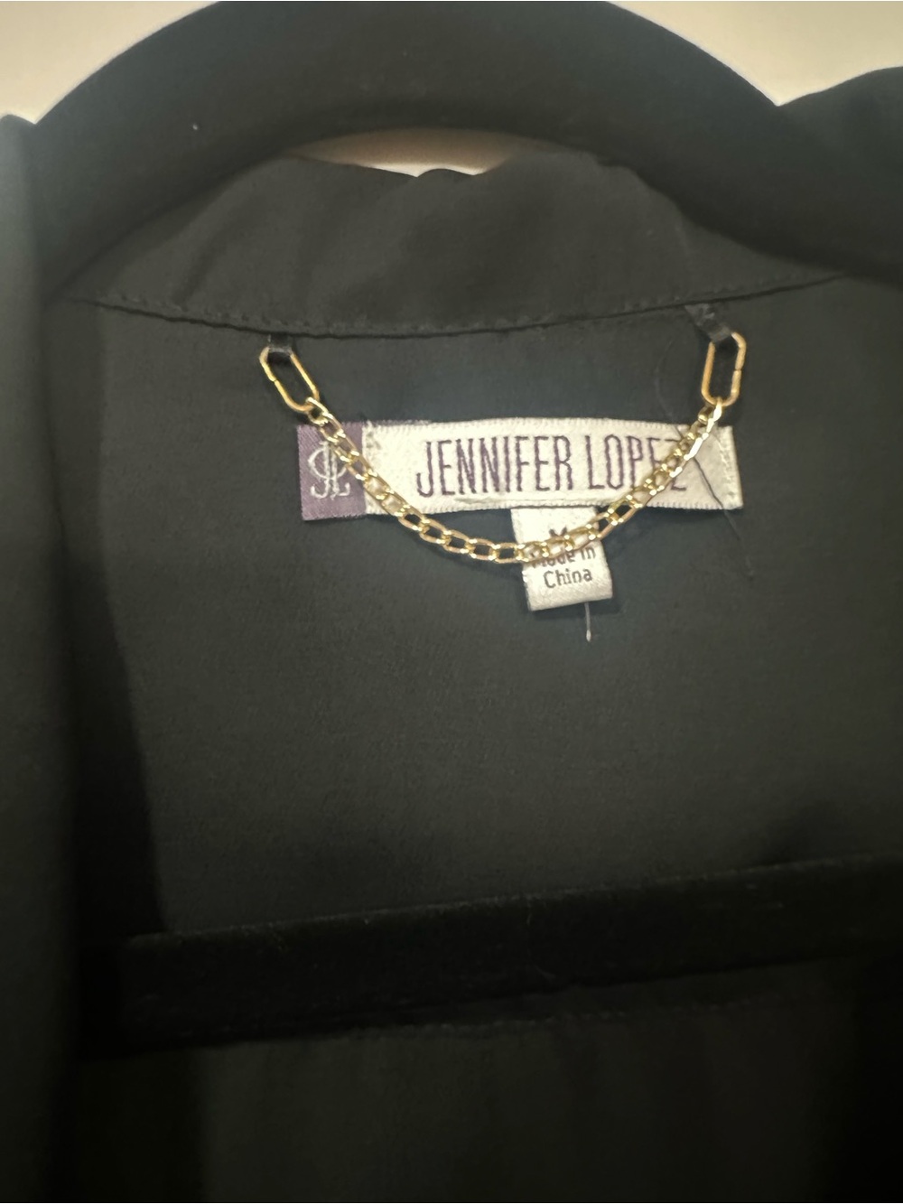 Jennifer Lopez Black Tie-Front Blouse with Gold Hardware - Picture 2 of 4